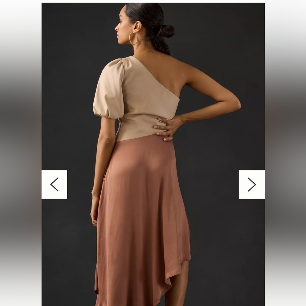 NWT Anthropologie Faux Leather One-Shoulder Asymmetrical Midi Dress size 2 - Picture 5 of 16